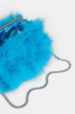 Deals 🛒 Karen Millen Large Feather Chain Bag 😉 -Karen Millen Shoes Shop bkk06503 blue xl 3