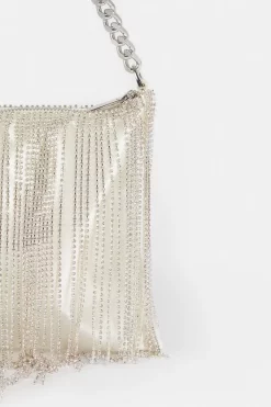 Best Sale 🛒 Karen Millen Diamante Fringe Satin Shoulder Bag 😉 -Karen Millen Shoes Shop bkk07035 cream xl 3