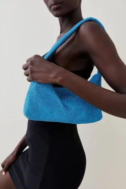 Budget 🤩 Karen Millen Diamante Rhinestone Slouch Shoulder Bag ✔️