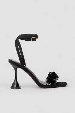 Deals 💯 Karen Millen Satin Sequin Flare Detail Heel 👏 -Karen Millen Shoes Shop bkk07179 black xl 2