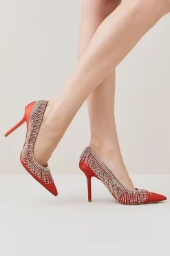 Hot Sale ⭐ Karen Millen Satin Diamante Tassel Heel ✔️