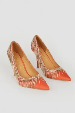 Hot Sale ⭐ Karen Millen Satin Diamante Tassel Heel ✔️ -Karen Millen Shoes Shop bkk07470 orange xl 4