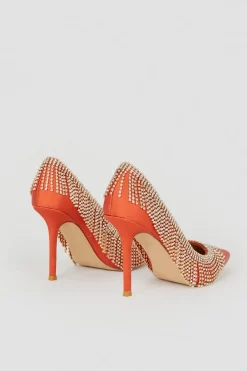 Hot Sale ⭐ Karen Millen Satin Diamante Tassel Heel ✔️ -Karen Millen Shoes Shop bkk07470 orange xl 5