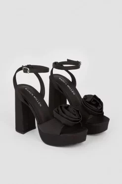 Brand new ✔️ Karen Millen Satin Flower Detail Platform 🌟 -Karen Millen Shoes Shop bkk07866 black xl 4