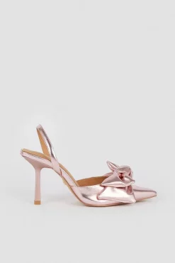 Cheapest 🥰 Karen Millen Satin Extreme Bow Slingback Court Heel 🛒 -Karen Millen Shoes Shop bkk07918 blush xl 2