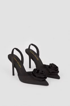 Deals ❤️ Karen Millen Flower Detail Court Slingback Heel 🎉 -Karen Millen Shoes Shop bkk07928 black xl 2