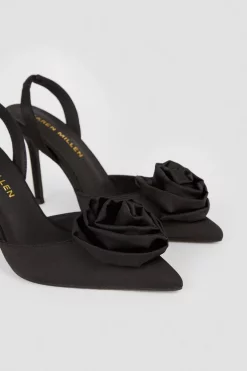 Deals ❤️ Karen Millen Flower Detail Court Slingback Heel 🎉 -Karen Millen Shoes Shop bkk07928 black xl 4