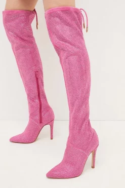 Best deal 👍 Karen Millen Suede Over The Knee Embellished Boot 😉 -Karen Millen Shoes Shop womens aqua suede over the knee embellished boot