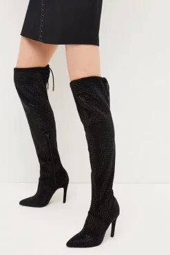 Best deal 👍 Karen Millen Suede Over The Knee Embellished Boot 😉 -Karen Millen Shoes Shop womens aqua suede over the knee embellished boot 1 2