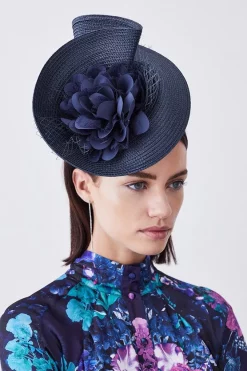 Outlet 🔥 Karen Millen Asymmetric Flower & Feather Fascinator 😉 -Karen Millen Shoes Shop womens black asymmetric flower feather fascinator