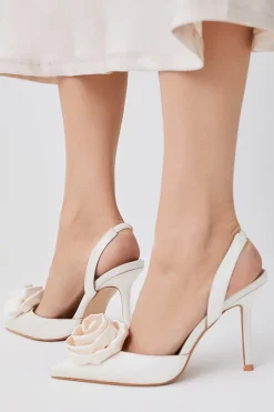 Deals ❤️ Karen Millen Flower Detail Court Slingback Heel 🎉 -Karen Millen Shoes Shop womens black flower detail court slingback heel