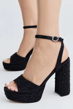 Best deal 🛒 Karen Millen Heatseal Detail Diamante Platform 😍 -Karen Millen Shoes Shop womens black heatseal detail diamante platform 1