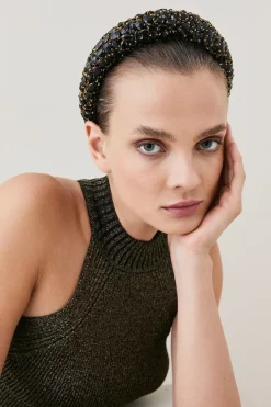 Outlet ⌛ Karen Millen Jewelled Detail Headband 😀 -Karen Millen Shoes Shop womens black jewelled detail headband
