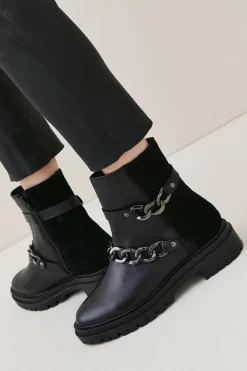 Coupon 🎁 Karen Millen Leather And Suede Chain Detail Chelsea Boot 🤩 -Karen Millen Shoes Shop womens black leather and suede chain detail chelsea boot