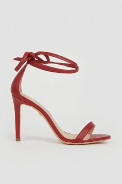 Flash Sale 👏 Karen Millen Leather Ankle Tie Heeled 🩴 Sandal 😍 -Karen Millen Shoes Shop womens black leather ankle tie heeled sandal