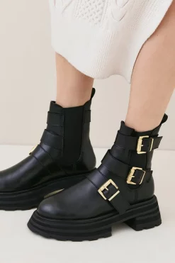 Best reviews of ⭐ Karen Millen Leather Buckle Detail Chelsea Boot 👍 -Karen Millen Shoes Shop womens black leather buckle detail chelsea boot