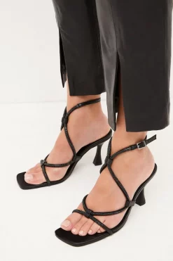 Discount ❤️ Karen Millen Leather Crystal Strappy 🩴 Sandal Heel 🤩 -Karen Millen Shoes Shop womens black leather crystal strappy sandal heel 1