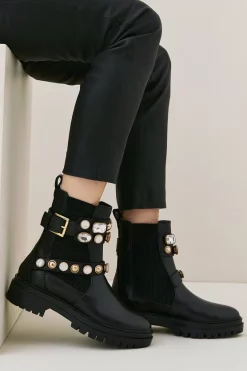 Flash Sale 🧨 Karen Millen Leather Embellished Chelsea Boot 🔥 -Karen Millen Shoes Shop womens black leather embellished chelsea boot