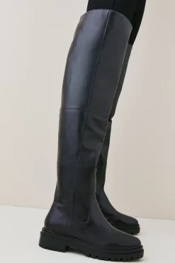 Hot Sale 🤩 Karen Millen Leather Flat Over The Knee Boot 🔔 -Karen Millen Shoes Shop womens black leather flat over the knee boot