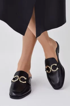 Top 10 🧨 Karen Millen Leather Open Back Slip-on Loafer 😍 -Karen Millen Shoes Shop womens black leather open back slip on loafer 1