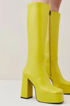 Best deal 🥰 Karen Millen Leather Platform Knee High Boot ⭐ -Karen Millen Shoes Shop womens black leather platform knee high boot 1