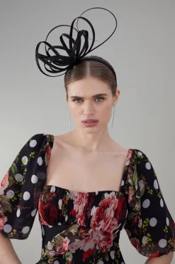 Deals 👍 Karen Millen Loop Detail Headband Fascinator 🔥 -Karen Millen Shoes Shop womens black loop detail headband fascinator