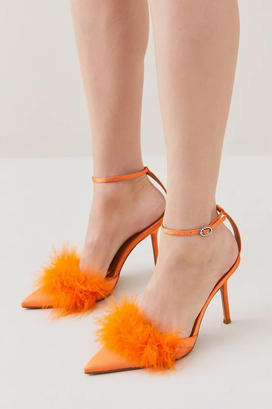 New π€© Karen Millen Satin Closed Toe Feather Heel π― 9 New π€© Karen Millen Satin Closed Toe Feather Heel π― - Image 9