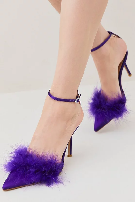 New π€© Karen Millen Satin Closed Toe Feather Heel π― 7 New π€© Karen Millen Satin Closed Toe Feather Heel π― - Image 7