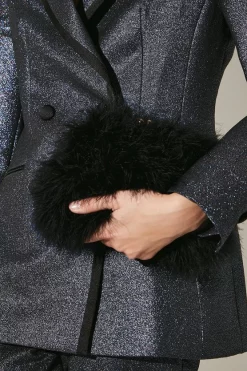 Hot Sale 👍 Karen Millen Small Feather Clutch Chain Bag 😍 -Karen Millen Shoes Shop womens black small feather clutch chain bag