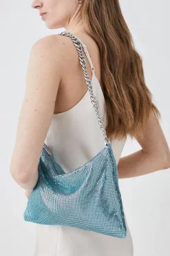 Cheap 👍 Karen Millen Chainmail Shoulder Bag ✨ -Karen Millen Shoes Shop womens blue chainmail shoulder bag
