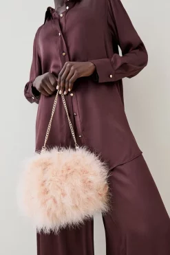 Deals 🛒 Karen Millen Large Feather Chain Bag 😉 -Karen Millen Shoes Shop womens blue large feather chain bag 2