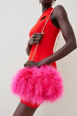 Deals 🛒 Karen Millen Large Feather Chain Bag 😉 -Karen Millen Shoes Shop womens blue large feather chain bag