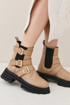 New 🥰 Karen Millen Leather Buckle Trim Chelsea Boot ⭐ -Karen Millen Shoes Shop womens camel leather buckle trim chelsea boot