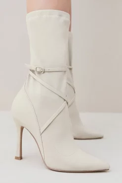 Top 10 🎉 Karen Millen Neoprene Buckle Detail Sock Boot 😀 -Karen Millen Shoes Shop womens cream neoprene buckle detail sock boot