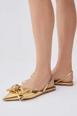 Best Sale 😀 Karen Millen Bow Slingback Pointed Toe Flat 💯 -Karen Millen Shoes Shop womens gold bow slingback pointed toe flat