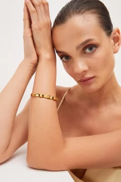 Budget 👏 Karen Millen Gold Plated Stainless Steel Studded Bangle 🌟 -Karen Millen Shoes Shop womens gold gold plated stainless steel studded bangle