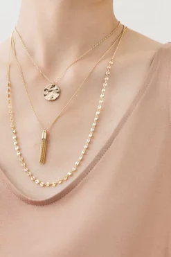 Hot Sale 🔔 Karen Millen Gold Plated Triple Chain Detailed Necklace 🌟 -Karen Millen Shoes Shop womens gold gold plated triple chain detailed necklace