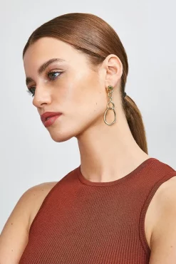 Flash Sale ✨ Karen Millen Gold Plated Twisted Drop Earrings ⌛ -Karen Millen Shoes Shop womens gold gold plated twisted drop earrings