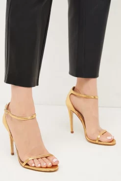 Flash Sale ❤️ Karen Millen Leather 2 Strap Heeled 🩴 Sandal 🎁 -Karen Millen Shoes Shop womens gold leather 2 strap heeled sandal