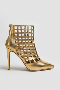 Best Sale 🤩 Karen Millen Leather Caged Ankle Boot 😉 -Karen Millen Shoes Shop womens gold leather caged ankle boot