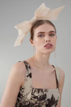 Cheap ⌛ Karen Millen Sinnamay Bow Headband Fascinator 🛒 -Karen Millen Shoes Shop womens green sinnamay bow headband fascinator 2