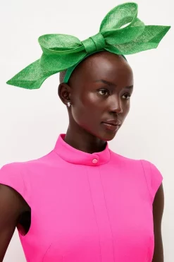 Cheap ⌛ Karen Millen Sinnamay Bow Headband Fascinator 🛒 -Karen Millen Shoes Shop womens green sinnamay bow headband fascinator 4