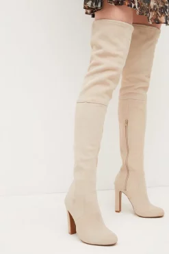 Budget 😍 Karen Millen Over The Knee Suede Stretch Boot 👍 -Karen Millen Shoes Shop womens ivory over the knee suede stretch boot