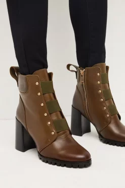 Top 10 🧨 Karen Millen Leather Elastic Strap Heeled Hiker Boot 🎁 -Karen Millen Shoes Shop womens khaki leather elastic strap heeled hiker boot