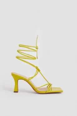 Promo ✨ Karen Millen Leather Ankle Tie Heeled 🩴 Sandal 🔔 -Karen Millen Shoes Shop womens lime leather ankle tie heeled sandal