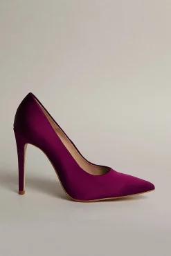 Best Sale 😍 Karen Millen Italian Satin Signature Court 👟 Shoe 😀 -Karen Millen Shoes Shop womens magenta italian satin signature court shoe