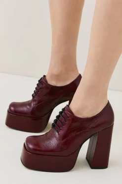 Wholesale 🎉 Karen Millen Leather Platform Lace Up 👟 Shoe Boot 👏 -Karen Millen Shoes Shop womens red leather platform lace up shoe boot