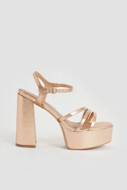 Top 10 🎉 Karen Millen Metallic Strappy Platform 🎁 -Karen Millen Shoes Shop womens rose20gold metallic strappy platform