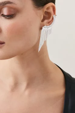 Best deal 💯 Karen Millen Ear Cuff Drop Detail Earring ✔️ -Karen Millen Shoes Shop womens silver ear cuff drop detail earring
