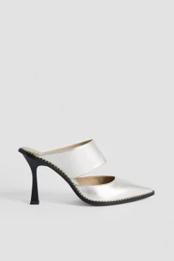 Cheap 😍 Karen Millen Leather Slip-On Studded Mule Heel 🔥 -Karen Millen Shoes Shop womens silver leather slip on studded mule heel
